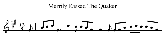 Merrily Kissed The Quaker - staff notation