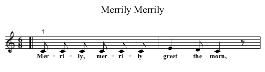 Merrily, Merrily - staff notation