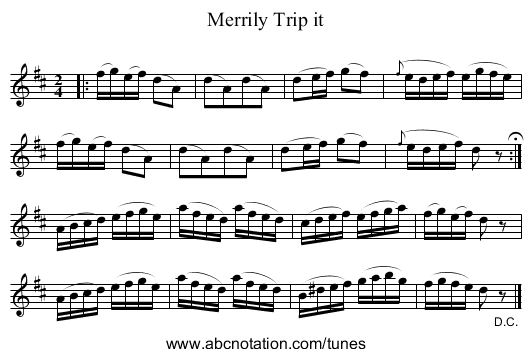 Merrily Trip it - staff notation