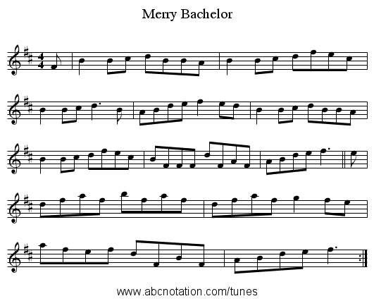 Merry Bachelor - staff notation
