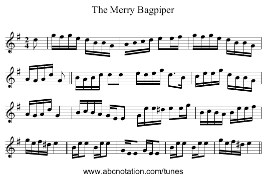 Merry Bagpiper, The - staff notation