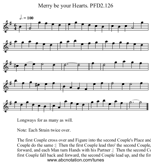 Merry be your Hearts. PFD2.126 - staff notation