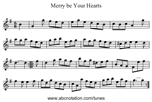 Merry be Your Hearts - staff notation
