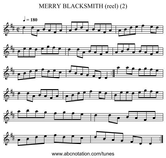 MERRY BLACKSMITH (reel) (2) - staff notation