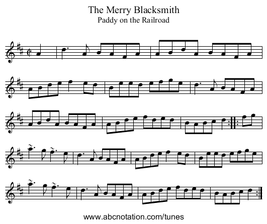 Merry Blacksmith, The - staff notation