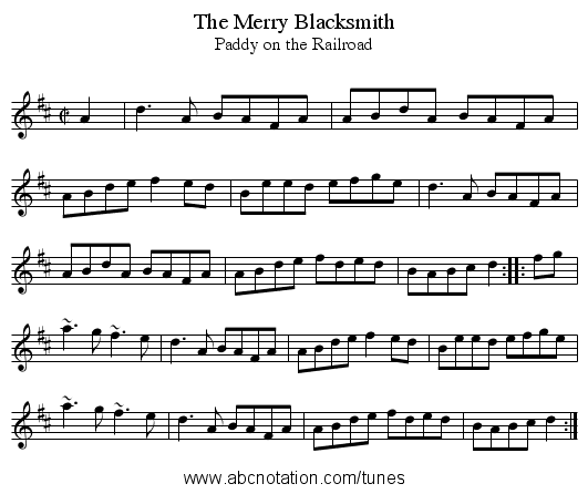 Merry Blacksmith, The - staff notation