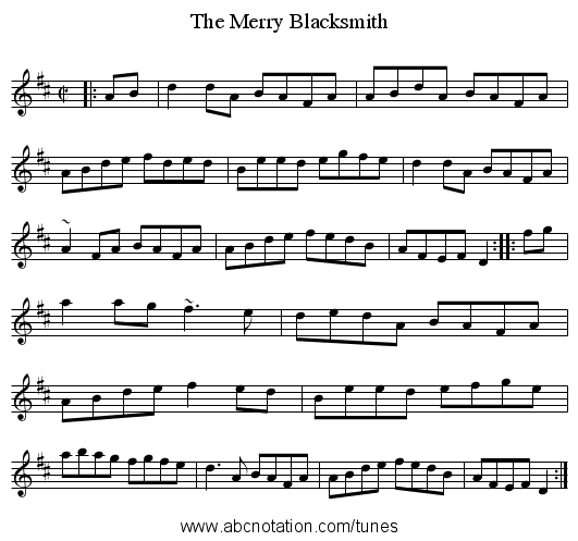 Merry Blacksmith, The - staff notation