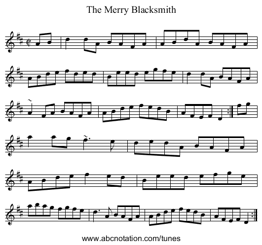 Merry Blacksmith, The - staff notation