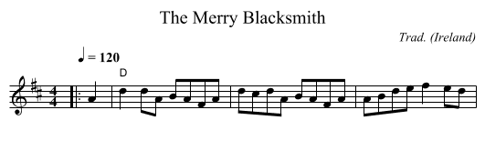 Merry Blacksmith, The - staff notation