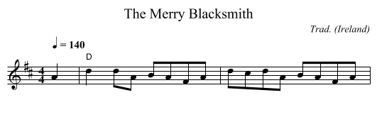 Merry Blacksmith, The - staff notation