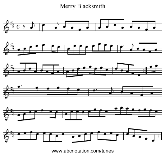 Merry Blacksmith - staff notation
