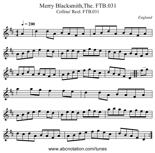 Merry Blacksmith,The. FTB.031 - staff notation