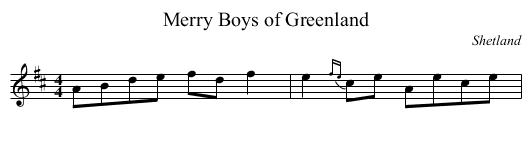 Merry Boys of Greenland - staff notation