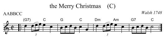 Merry Christmas    (C), the  - staff notation