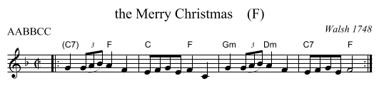 Merry Christmas    (F), the  - staff notation