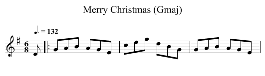 Merry Christmas (Gmaj) - staff notation