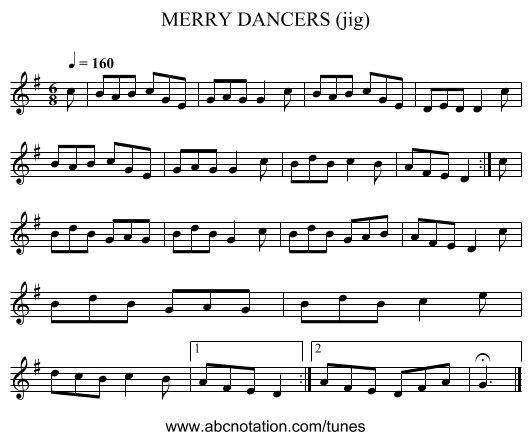 MERRY DANCERS (jig) - staff notation