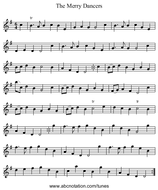 Merry Dancers, The - staff notation
