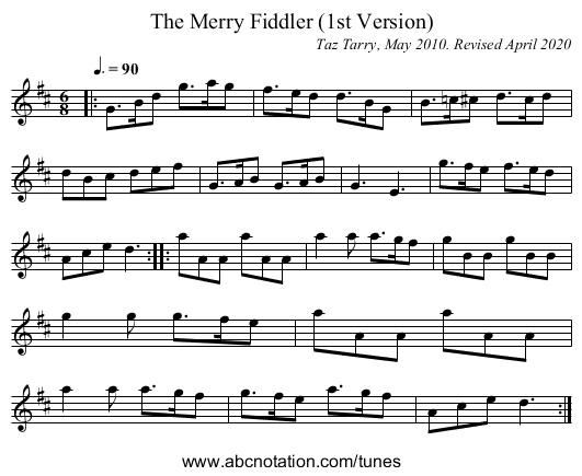 Merry Fiddler (1st Version), The - staff notation