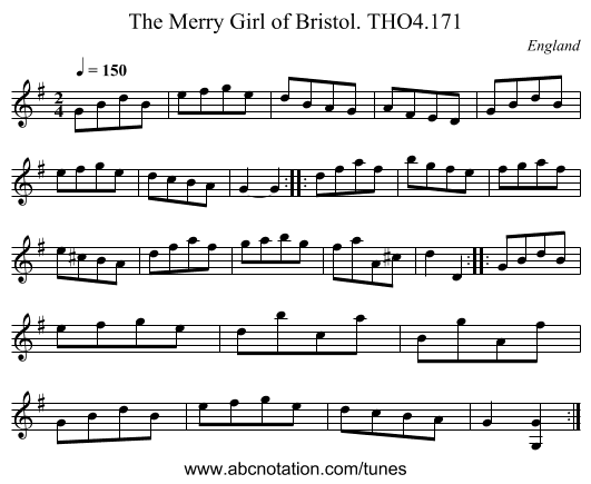 Merry Girl of Bristol. THO4.171, The - staff notation