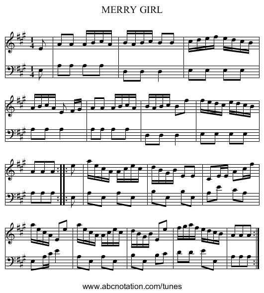 MERRY GIRL - staff notation