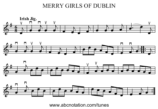 MERRY GIRLS OF DUBLIN - staff notation
