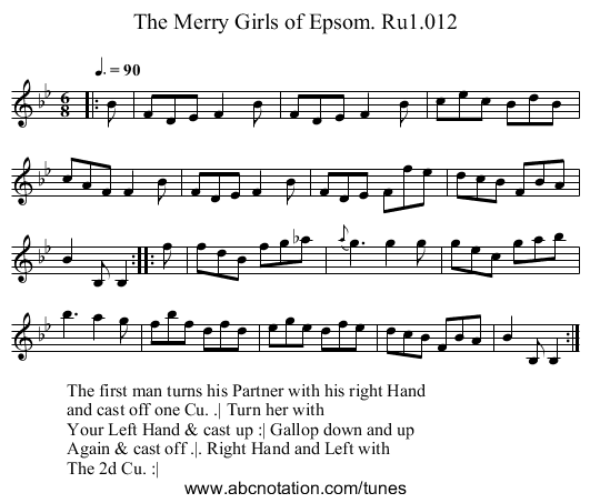 Merry Girls of Epsom. Ru1.012, The - staff notation
