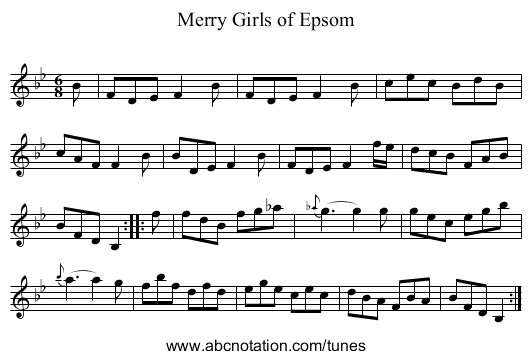 Merry Girls of Epsom - staff notation