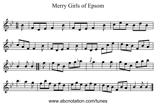 Merry Girls of Epsom - staff notation