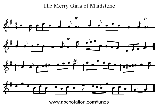 Merry Girls of Maidstone, The - staff notation