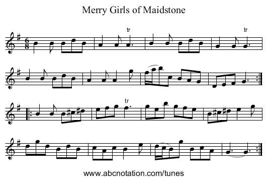 Merry Girls of Maidstone - staff notation