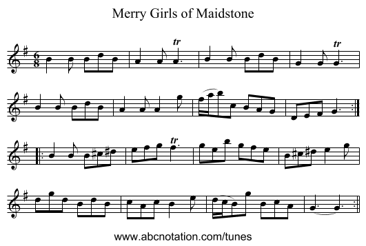 Merry Girls of Maidstone - staff notation