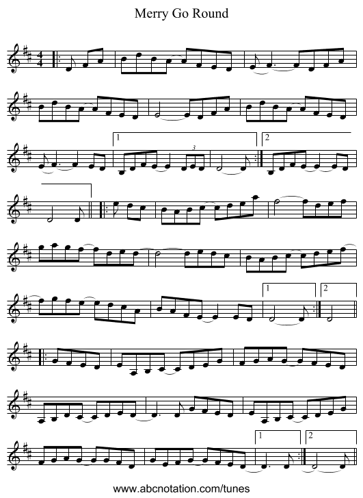 Merry Go Round - staff notation