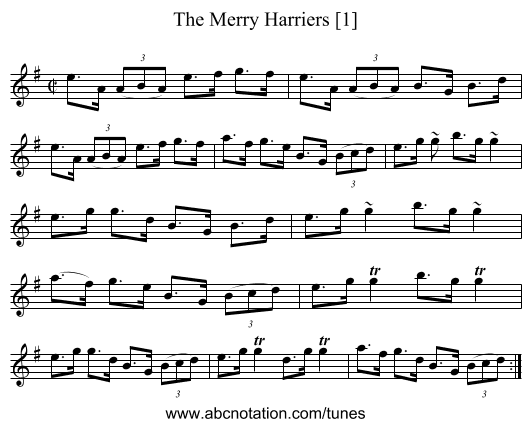 Merry Harriers [1], The - staff notation