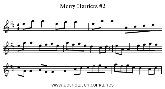 Merry Harriers #2 - staff notation