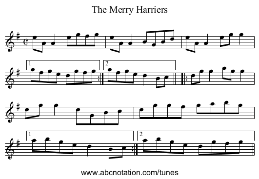 Merry Harriers, The - staff notation