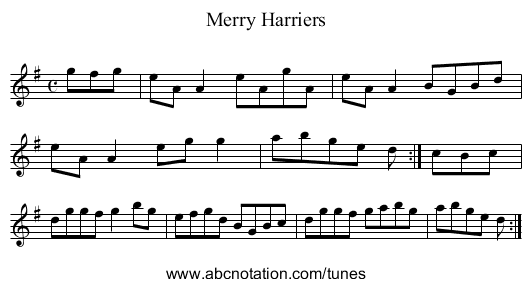Merry Harriers - staff notation