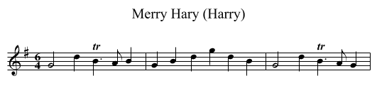 Merry Hary (Harry) - staff notation