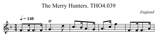 Merry Hunters. THO4.039, The - staff notation