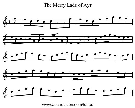 Merry Lads of Ayr, The - staff notation