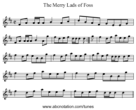 Merry Lads of Foss, The - staff notation