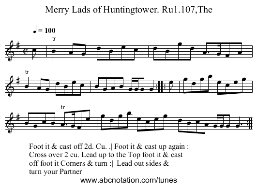 Merry Lads of Huntingtower. Ru1.107,The - staff notation