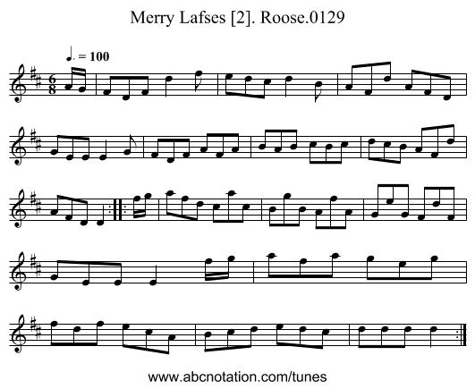 Merry Lafses [2]. Roose.0129 - staff notation
