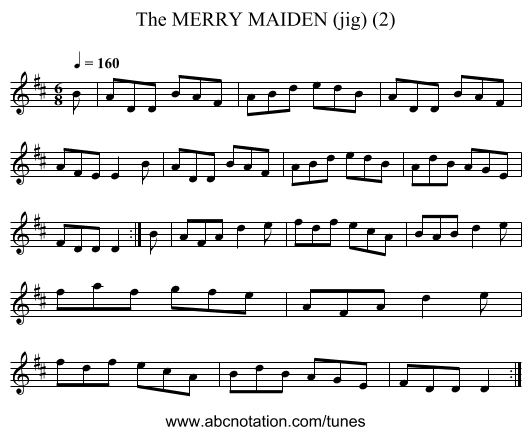 MERRY MAIDEN (jig) (2), The - staff notation