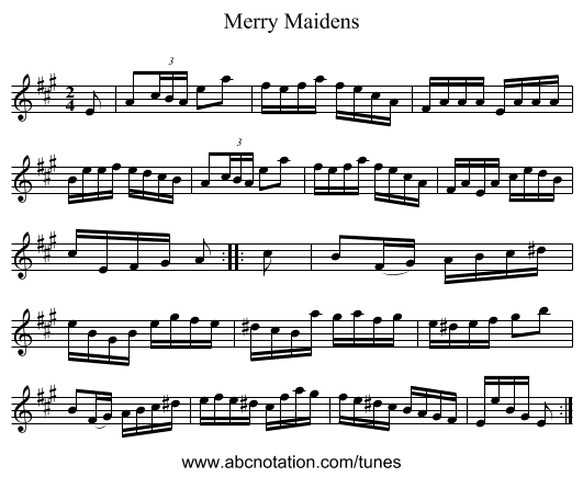 Merry Maidens - staff notation