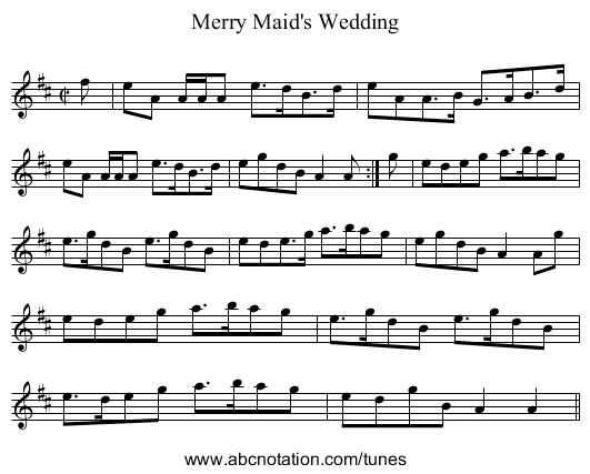 Merry Maid's Wedding - staff notation