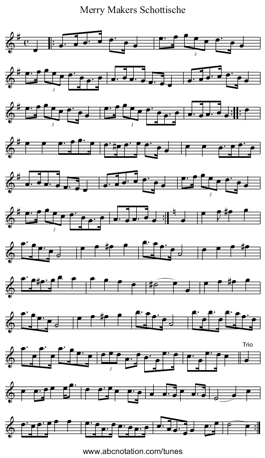 Merry Makers Schottische - staff notation