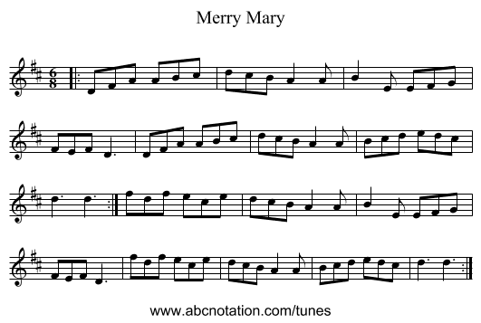 Merry Mary - staff notation