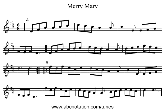 Merry Mary - staff notation