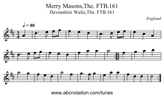 Merry Masons,The. FTB.161 - staff notation